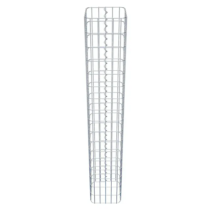 Gabiona Gabionensäule - 27 x 27 x 170 cm, Metall, Maschenbreite: 50 mm, Maschenhöhe: 100 mm - Eine hohe, schlanke Gabione aus Drahtgeflecht mit einer spiralförmigen Verstrebung in der Mitte. Ideal für Gartengestaltung.