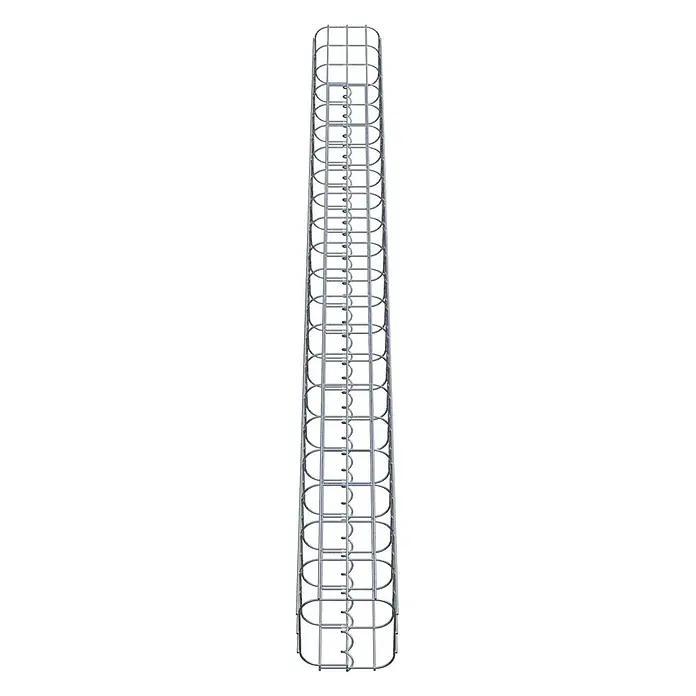 Gabiona Gabionensäule - 17 x 17 x 210 cm, Metall, Maschenbreite: 50 mm, Maschenhöhe: 100 mm - Das Bild zeigt einen stabilen, silberfarbenen Kabelschacht aus Metall, ideal für die sichere und geordnete Kabelführung in verschiedenen Umgebungen.
