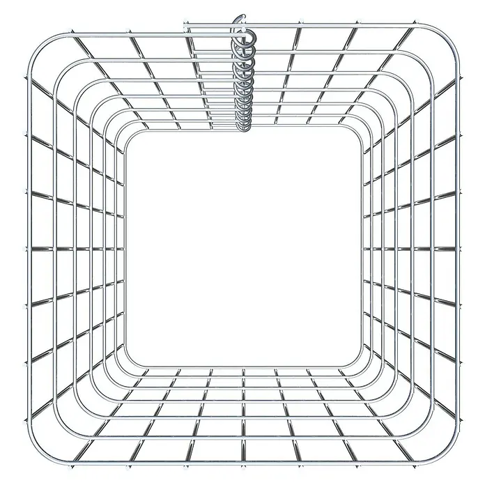 Gabiona Gabionensäule - 37 x 37 x 60 cm, Metall, Maschenbreite: 50 mm, Maschenhöhe: 100 mm - Das Bild zeigt einen modernen, silbernen Duschvorhanghalter mit einem innovativen Design, das in einem Badezimmer Eleganz und Funktionalität vereint.