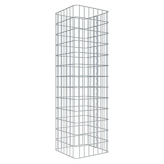 Gabiona Gabionensäule - 37 x 37 x 130 cm, Metall, Maschenbreite: 50 mm, Maschenhöhe: 100 mm - Ein Gabionenkorb aus Drahtgitter, ideal für den Garten- und Landschaftsbau, präsentiert seine robuste Konstruktion und vielseitige Einsatzmöglichkeiten.