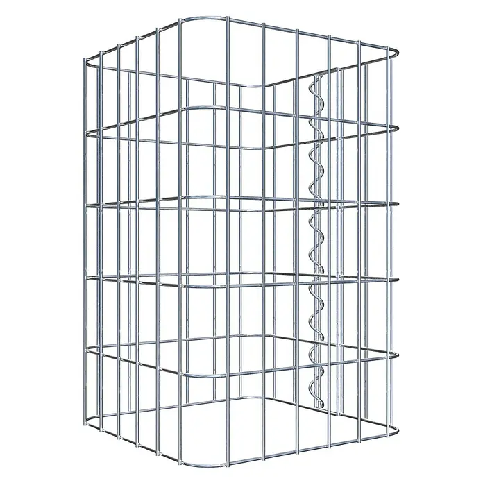 Gabiona Gabionensäule - 32 x 32 x 50 cm, Metall, Maschenbreite: 50 mm, Maschenhöhe: 100 mm - Das Bild zeigt einen Gabionenkorb, eine Drahtgitterbox zur Befüllung mit Steinen, ideal für den Garten- und Landschaftsbau.