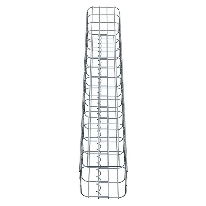 Gabiona Gabionensäule - 22 x 22 x 150 cm, Metall, Maschenbreite: 50 mm, Maschenhöhe: 100 mm - Draufsicht eines Kabelrinnensystems aus Metalldraht mit rechteckigen und halbrunden Formen, das eine robuste Kabelführungslösung darstellt.
