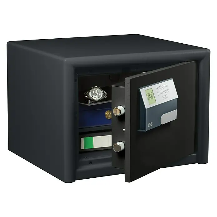 Burg-Wächter Möbeltresor Combi Line CL 420 E - Elektronisches Zahlenschloss, 445 x 495 x 360 mm, Schwarz - Offener Tresor mit Uhr, Geld und wichtigen Dokumenten. Der Tresor schützt Ihre Wertsachen vor Diebstahl und Beschädigung.