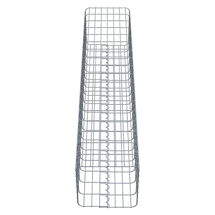 Gabiona Gabionensäule - 37 x 37 x 180 cm, Metall, Maschenbreite: 50 mm, Maschenhöhe: 100 mm - Draufsicht auf einen Gabionenkorb aus verzinktem Drahtgeflecht, der Stabilität und Haltbarkeit für verschiedene Bauprojekte bietet.