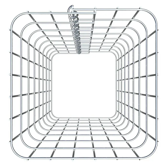 Gabiona Gabionensäule - 32 x 32 x 80 cm, Metall, Maschenbreite: 50 mm, Maschenhöhe: 100 mm - Abbildung eines silbernen Duschvorhangs, der an einer Deckenhalterung befestigt ist und einen stilvollen Akzent im Badezimmer setzt.