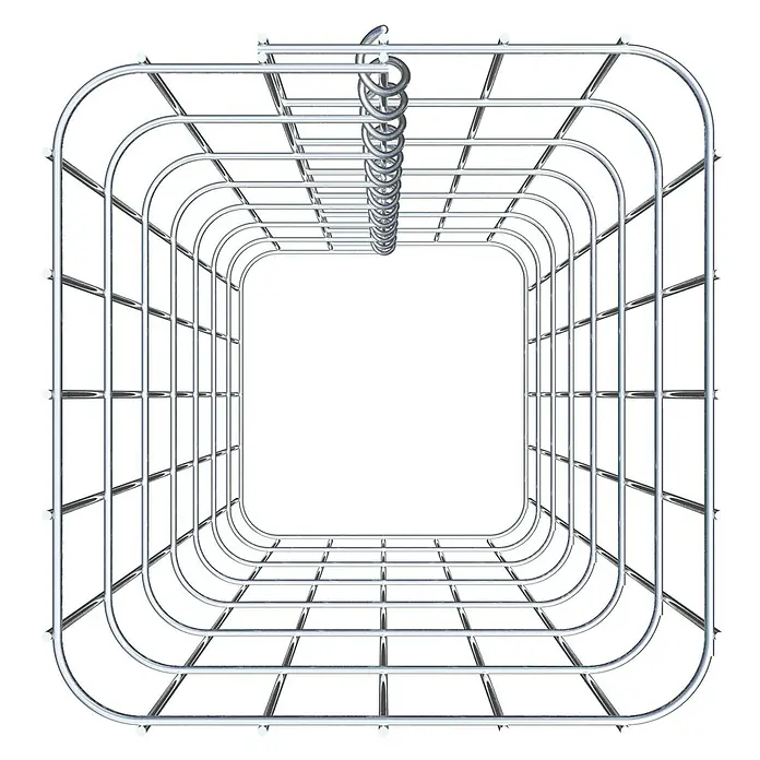 Gabiona Gabionensäule - 27 x 27 x 70 cm, Metall, Maschenbreite: 50 mm, Maschenhöhe: 100 mm - Perspektivische Ansicht eines quadratischen, verchromten Duschvorhangrings, der Stabilität und modernes Baddesign vereint.