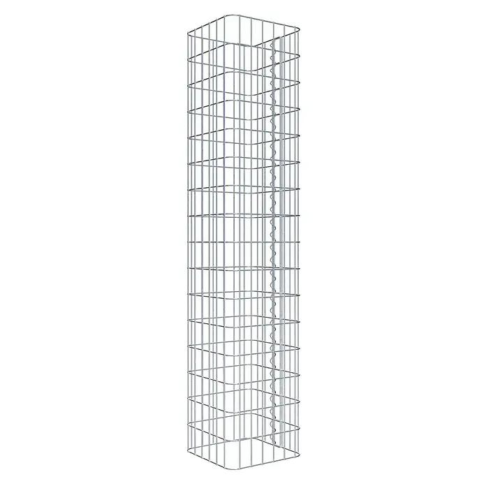 Gabiona Gabionensäule - 32 x 32 x 160 cm, Metall, Maschenbreite: 50 mm, Maschenhöhe: 100 mm - Drahtschotterkorb für den Außenbereich. Dieser Gabionenkorb bietet eine stabile Struktur für verschiedene Bau- und Landschaftsprojekte.