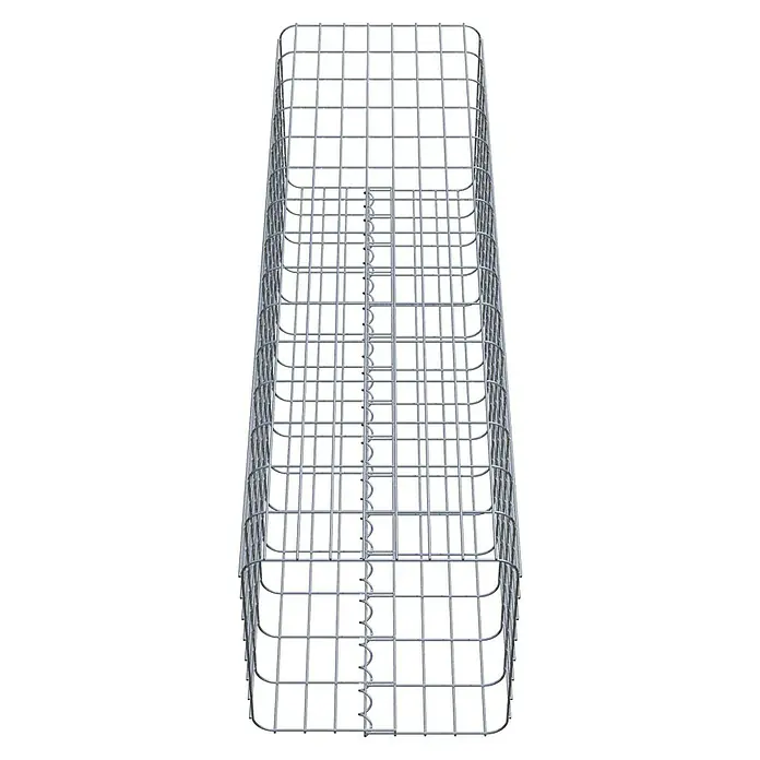 Gabiona Gabionensäule - 42 x 42 x 150 cm, Metall, Maschenbreite: 50 mm, Maschenhöhe: 100 mm - Ein rechteckiger Gabionenkorb aus verzinktem Drahtgeflecht mit stabilen Seitenteilen und einer mittigen Verstrebung für den Gartenbau.