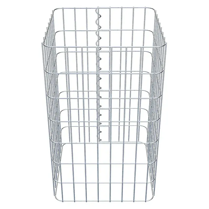 Gabiona Gabionensäule - 42 x 42 x 70 cm, Metall, Maschenbreite: 50 mm, Maschenhöhe: 100 mm - Ein Drahtkorb-Gabionenelement in Silber zum Befüllen mit Steinen als dekoratives Gartenelement.