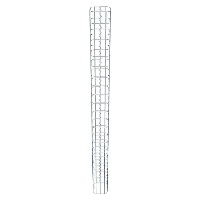 Gabiona Gabionensäule - 17 x 17 x 220 cm, Metall, Maschenbreite: 50 mm, Maschenhöhe: 100 mm - Abbildung eines Pflanzenturms, der aus einem schlanken, zylindrischen Rahmen mit horizontalen Ringen und einer spiralförmigen Stütze in der Mitte besteht.