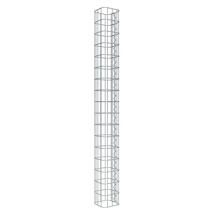 Gabiona Gabionensäule - 17 x 17 x 170 cm, Metall, Maschenbreite: 50 mm, Maschenhöhe: 100 mm - Ein langer, zylindrischer Gabionenkorb aus Metalldrahtgeflecht, der für Stabilität mit einer Spiralbindung versehen ist.