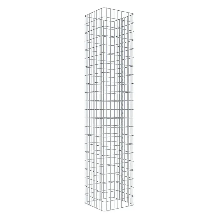 Gabiona Gabionensäule - 42 x 42 x 220 cm, Metall, Maschenbreite: 50 mm, Maschenhöhe: 100 mm - Bild eines Gabionenkorbs, ideal für den Garten- und Landschaftsbau. Das Drahtgitter ist stabil und bietet vielseitige Gestaltungsmöglichkeiten.