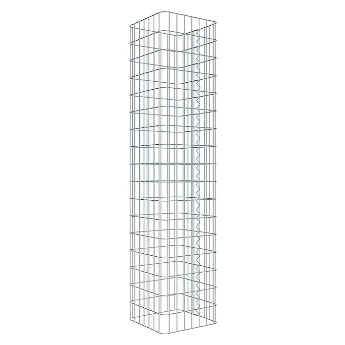 Gabiona Gabionensäule - 37 x 37 x 170 cm, Metall, Maschenbreite: 50 mm, Maschenhöhe: 100 mm - Ein schlanker Gabionen-Turm aus silbrigem Drahtgitter, ideal für den Garten- und Landschaftsbau. Robuste Bauweise für vielfältige Gestaltungsideen.