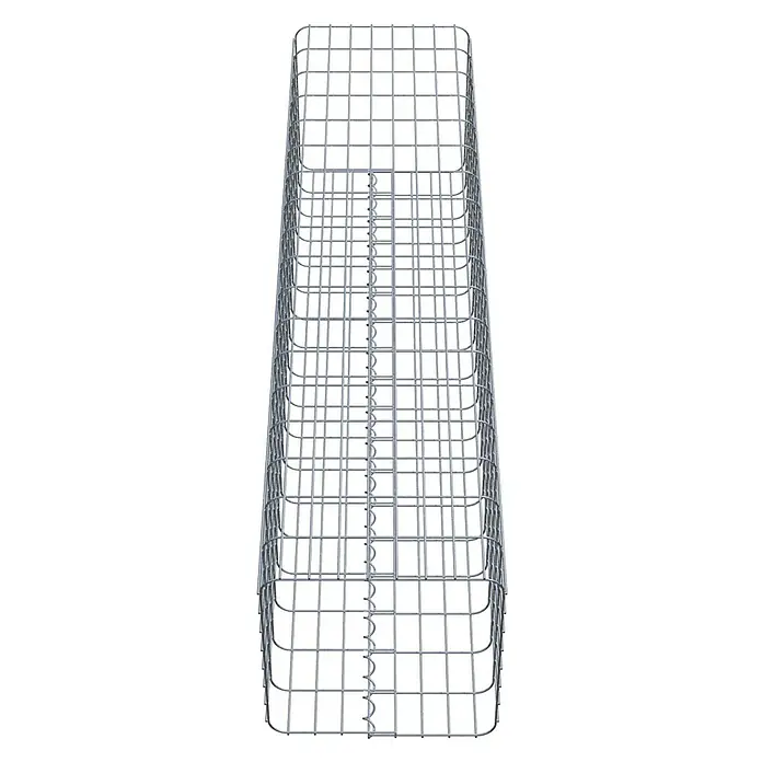 Gabiona Gabionensäule42 x 42 x 180 cm, Metall, Maschenbreite: 50 mm, Maschenhöhe: 100 mm - Abbildung eines Gabionenkorbs aus Metalldraht, der Stabilität und Struktur für den Gartenbau bietet. Ideal für dekorative Gestaltung.
