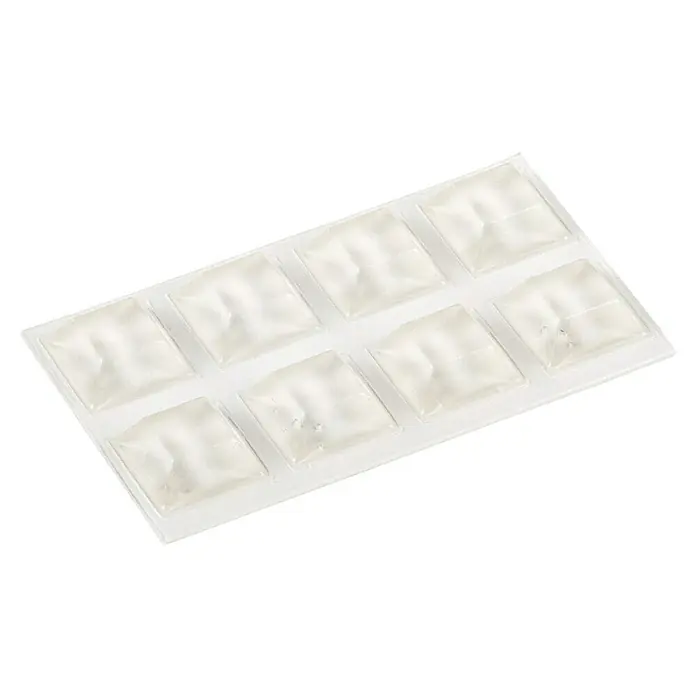 Stabilit Almohadilla antideslizante y antirruido - An x L: 20 x 20 mm, Transparente, 8 ud. - Aquí hay un paquete de ocho bolsas de hielo de gel cuadradas, empaquetadas en un recipiente de plástico transparente. Ideal para neveras portátiles.