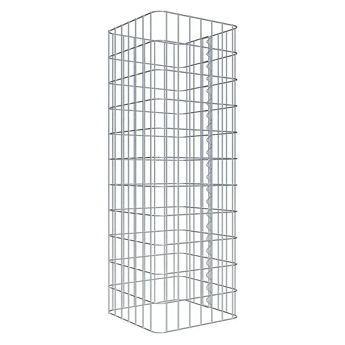 Gabiona Gabionensäule - 37 x 37 x 110 cm, Metall, Maschenbreite: 50 mm, Maschenhöhe: 100 mm - Gabione aus verzinktem Drahtgeflecht mit rechteckigen Maschen und spiralförmigen Verbindern für den Garten- und Landschaftsbau.