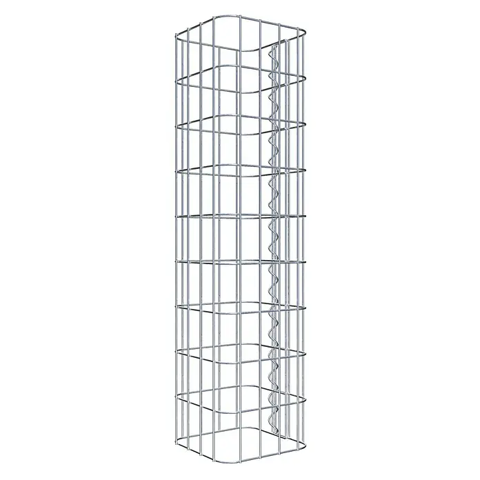 Gabiona Gabionensäule - 22 x 22 x 90 cm, Metall, Maschenbreite: 50 mm, Maschenhöhe: 100 mm - Ein schlanker Gabionenturm aus Drahtgitter mit spiralförmiger Verstärkung, ideal für dekorative und funktionelle Zwecke im Garten.
