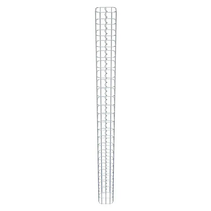 Gabiona Gabionensäule - 17 x 17 x 230 cm, Metall, Maschenbreite: 50 mm, Maschenhöhe: 100 mm - Ein schlanker, silberner Rankturm, ideal zur Unterstützung von Pflanzen beim Wachsen. Die Metallkonstruktion bietet Stabilität und Halt.