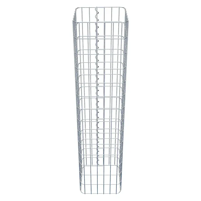 Gabiona Gabionensäule - 32 x 32 x 140 cm, Metall, Maschenbreite: 50 mm, Maschenhöhe: 100 mm - Ein hochformatiges Gabionenelement aus verzinktem Drahtgitter, das für den Bau von Stützmauern oder als dekoratives Element im Garten verwendet wird.