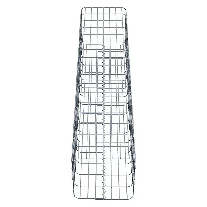 Gabiona Gabionensäule - 37 x 37 x 170 cm, Metall, Maschenbreite: 50 mm, Maschenhöhe: 100 mm - Ein Gabionenkorb aus verzinktem Drahtgitter, der sich ideal für den Garten- und Landschaftsbau eignet, ist in diesem Bild zu sehen.