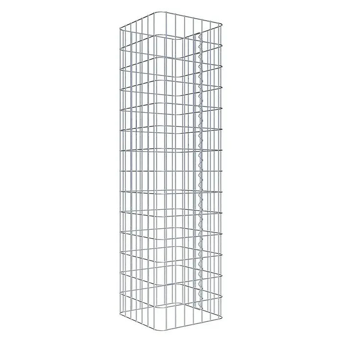 Gabiona Gabionensäule - 37 x 37 x 140 cm, Metall, Maschenbreite: 50 mm, Maschenhöhe: 100 mm - Das Bild zeigt einen Gabionenkorb aus Drahtgeflecht, der eine moderne und robuste Lösung für Garten- und Landschaftsbau darstellt.