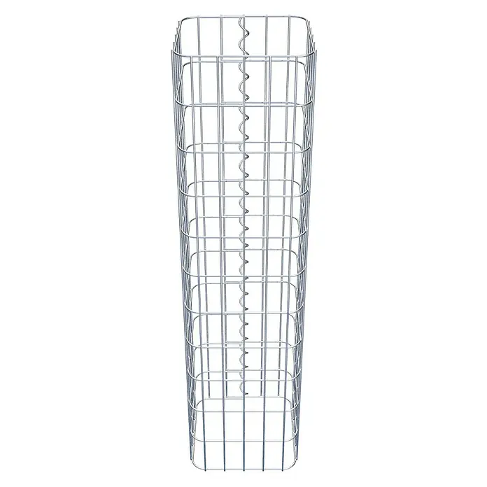 Gabiona Gabionensäule - 27 x 27 x 110 cm, Metall, Maschenbreite: 50 mm, Maschenhöhe: 100 mm - Das Bild zeigt eine Gabione, einen Drahtkorb zur Befüllung mit Steinen, zur Verwendung im Garten- und Landschaftsbau.