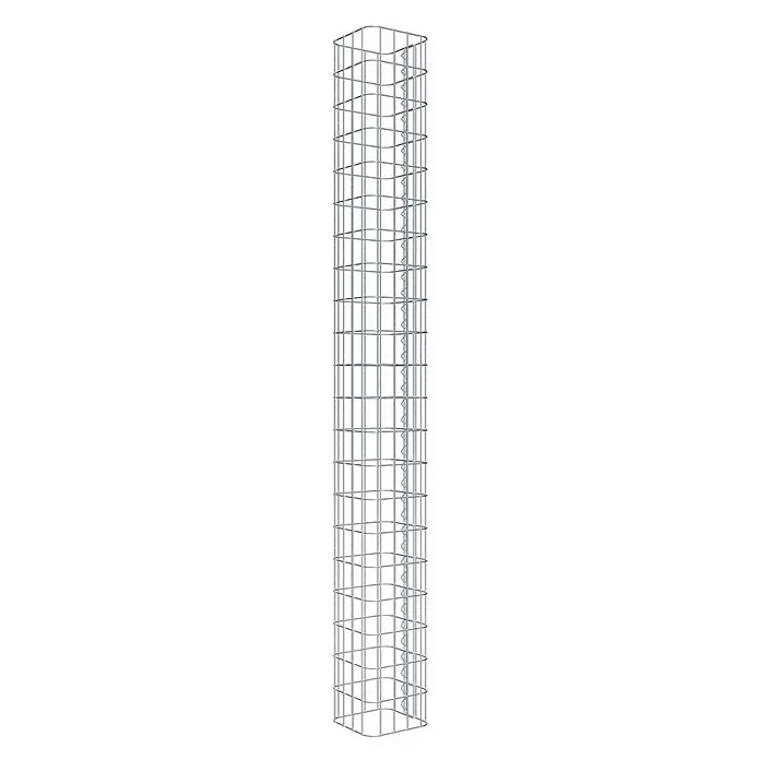 Gabiona Gabionensäule - 22 x 22 x 210 cm, Metall, Maschenbreite: 50 mm, Maschenhöhe: 100 mm - Bild eines hohen Tomatenkäfigs aus verzinktem Stahl, der Pflanzen stützt und vor Beschädigungen schützt. Ideal für den Garten.