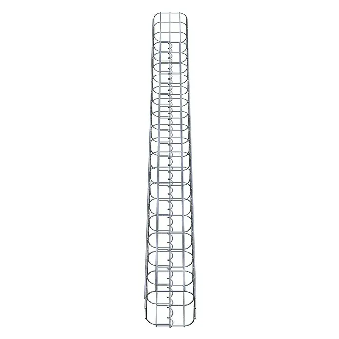 Gabiona Gabionensäule - 17 x 17 x 200 cm, Metall, Maschenbreite: 50 mm, Maschenhöhe: 100 mm - Metallkonstruktion eines langen, zylindrischen Kabelschachts mit runden Öffnungen und stabilen, vertikalen Streben für Kabelmanagement.