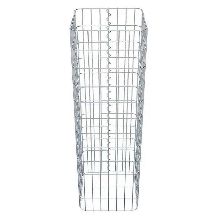 Gabiona Gabionensäule - 37 x 37 x 120 cm, Metall, Maschenbreite: 50 mm, Maschenhöhe: 100 mm - Das Bild zeigt einen Gabionenkorb aus Drahtgeflecht, ideal für Gartengestaltung und zur Befüllung mit Steinen.