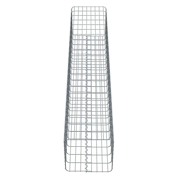 Gabiona Gabionensäule - 42 x 42 x 220 cm, Metall, Maschenbreite: 50 mm, Maschenhöhe: 100 mm - Das Bild zeigt eine Gabione, einen Drahtkorb, der mit Steinen oder anderen Materialien gefüllt werden kann, für den Einsatz im Garten- und Landschaftsbau.