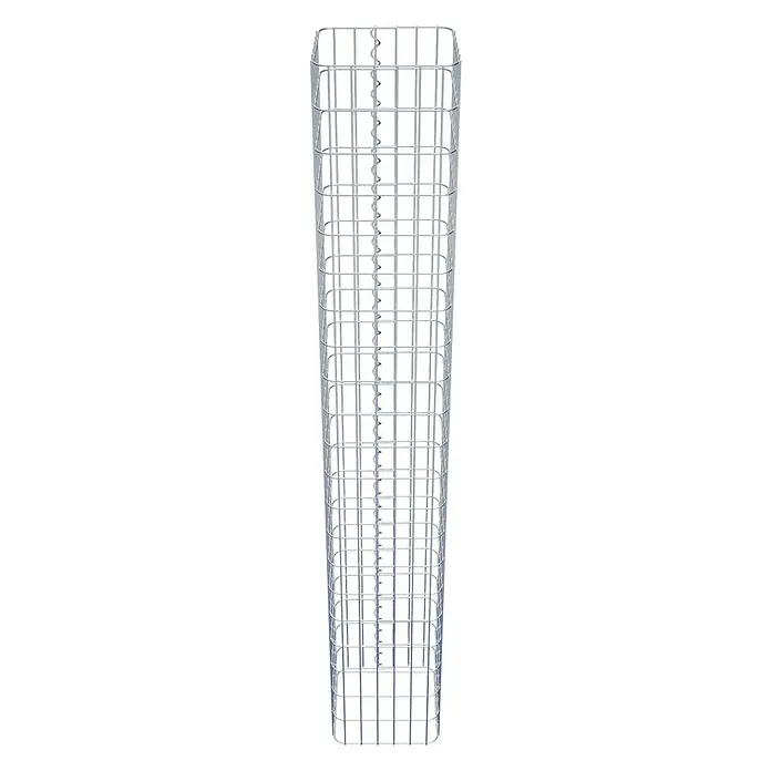 Gabiona Gabionensäule - 32 x 32 x 210 cm, Metall, Maschenbreite: 50 mm, Maschenhöhe: 100 mm - Der verzinkte Gabionenkorb für Steine bietet eine robuste und langlebige Lösung für Garten- und Landschaftsbau. Ideal zur Hangsicherung und Gestaltung.