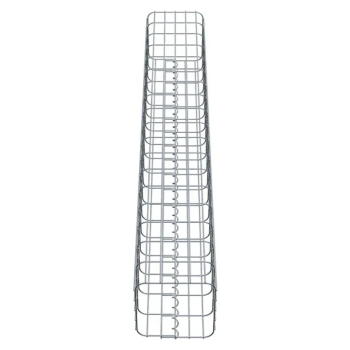 Gabiona Gabionensäule - 27 x 27 x 180 cm, Metall, Maschenbreite: 50 mm, Maschenhöhe: 100 mm - Ein langes, rechteckiges Drahtgitter, das für Kabeltrassen oder zur Aufbewahrung verwendet werden kann. Das Gitter ist silbern und hat eine regelmäßige Struktur.