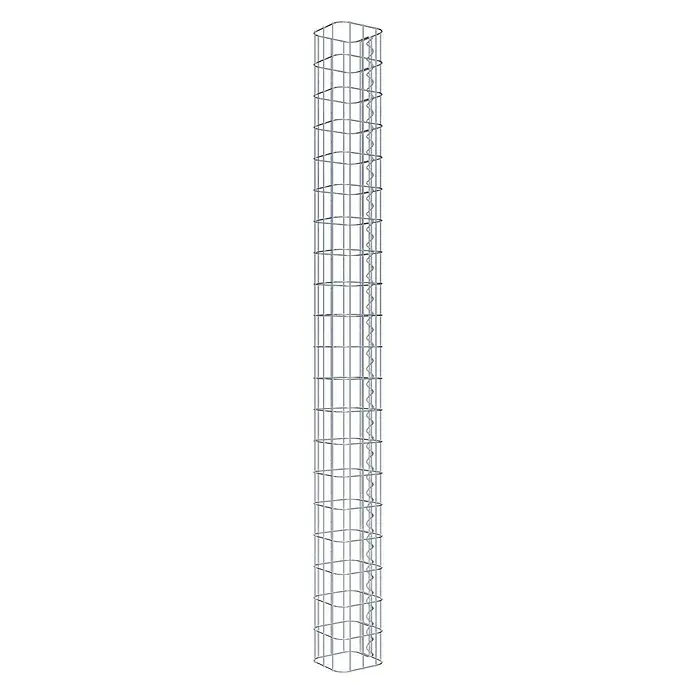 Gabiona Gabionensäule - 17 x 17 x 200 cm, Metall, Maschenbreite: 50 mm, Maschenhöhe: 100 mm - Ein schlanker, zylindrischer Drahtkäfig mit spiralförmiger Verstärkung, ideal für Pflanzenstützen oder dekorative Elemente.