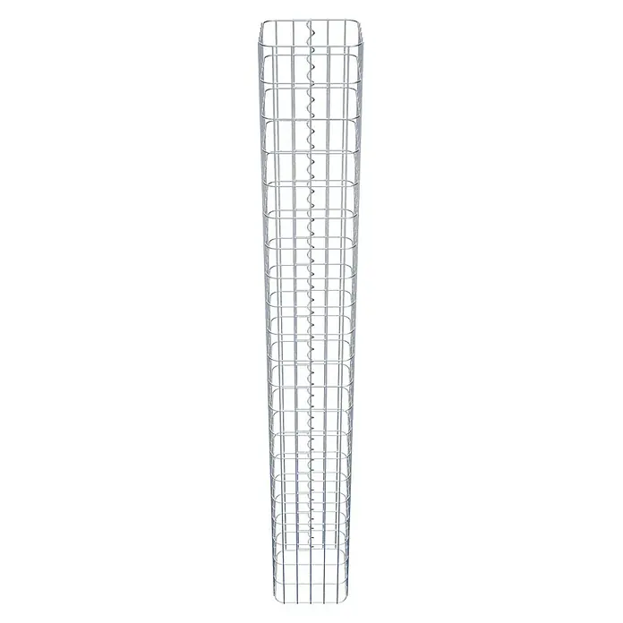 Gabiona Gabionensäule - 27 x 27 x 210 cm, Metall, Maschenbreite: 50 mm, Maschenhöhe: 100 mm - Das Bild zeigt einen Pflanzenstützkorb aus Drahtgeflecht, der Pflanzen beim Wachsen hilft und sie vor Beschädigungen schützt.