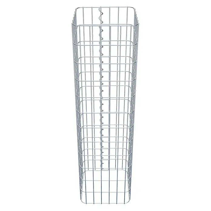 Gabiona Gabionensäule - 32 x 32 x 120 cm, Metall, Maschenbreite: 50 mm, Maschenhöhe: 100 mm - Das Bild zeigt einen Gabionenkorb aus verzinktem Drahtgeflecht, ideal für dekorative Steingärten und zur Hangbefestigung.