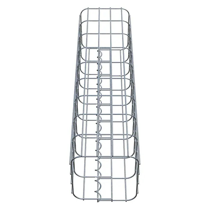 Gabiona Gabionensäule - 22 x 22 x 90 cm, Metall, Maschenbreite: 50 mm, Maschenhöhe: 100 mm - Produktbild eines Gabionenkorbs aus verzinktem Stahl. Ideal für Gartenbau und Landschaftsgestaltung, robust und langlebig.