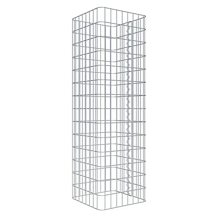 Gabiona Gabionensäule - 42 x 42 x 140 cm, Metall, Maschenbreite: 50 mm, Maschenhöhe: 100 mm - Ein schlanker Gabionenkorb aus Drahtgeflecht, ideal für dekorative Steinsäulen im Garten. Der Korb ist leer und bereit zur Befüllung mit Steinen.