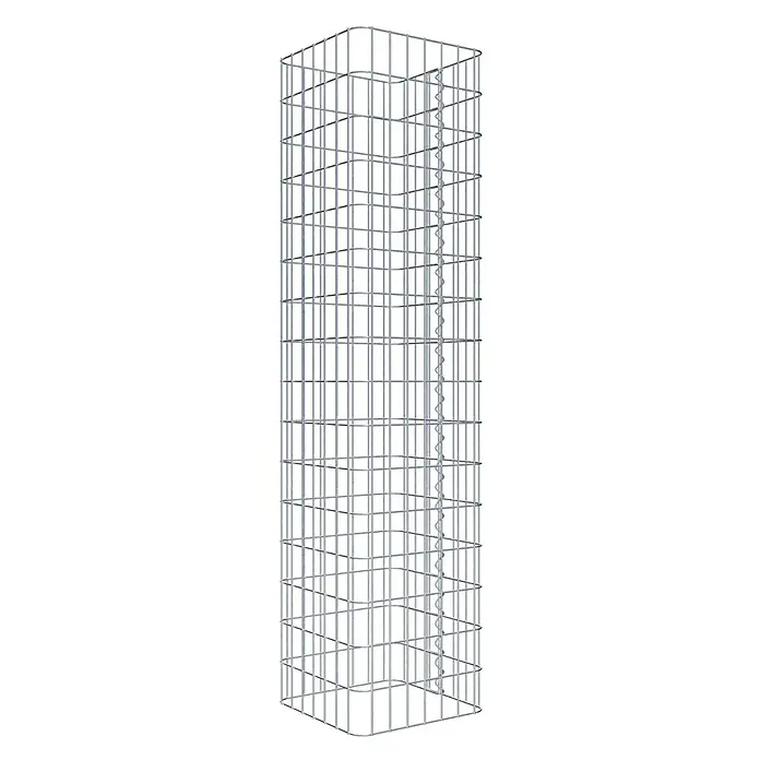 Gabiona Gabionensäule - 37 x 37 x 160 cm, Metall, Maschenbreite: 50 mm, Maschenhöhe: 100 mm - Ein schlanker Gabionen-Turm aus verzinktem Drahtgeflecht, ideal für dekorative Steinsäulen im Garten oder zur Hangbefestigung.