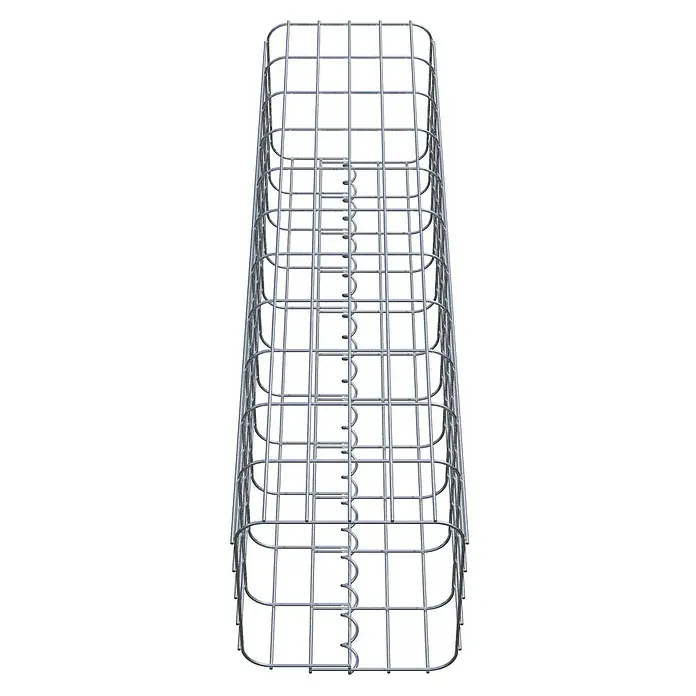 Gabiona Gabionensäule - 27 x 27 x 110 cm, Metall, Maschenbreite: 50 mm, Maschenhöhe: 100 mm - Das Bild zeigt einen Gabionenkorb aus Drahtgeflecht, der zur Befüllung mit Steinen oder anderen Materialien für den Garten- und Landschaftsbau dient.