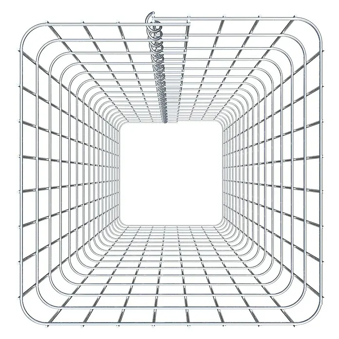Gabiona Gabionensäule - 42 x 42 x 160 cm, Metall, Maschenbreite: 50 mm, Maschenhöhe: 100 mm - Drahtgittertunnel: Perspektivische Aufnahme eines Tunnels aus Drahtgitter, der einen interessanten visuellen Effekt erzeugt.