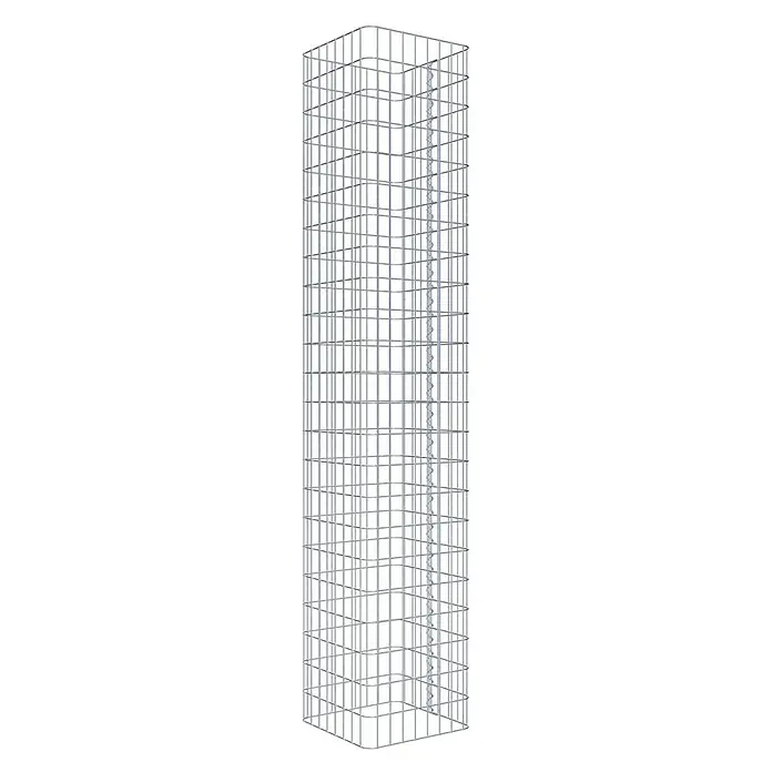 Gabiona Gabionensäule42 x 42 x 230 cm, Metall, Maschenbreite: 50 mm, Maschenhöhe: 100 mm - Ein hochformatiges Gabionen-Design aus verzinktem Draht, ideal für dekorative und funktionale Landschaftsgestaltungsprojekte.