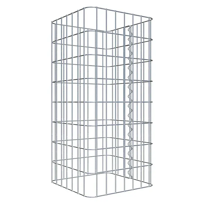 Gabiona Gabionensäule - 37 x 37 x 80 cm, Metall, Maschenbreite: 50 mm, Maschenhöhe: 100 mm - Abbildung eines Gabionenkorbs, der mit Steinen oder anderen Materialien gefüllt werden kann, um eine Stützmauer oder ein dekoratives Element zu schaffen.