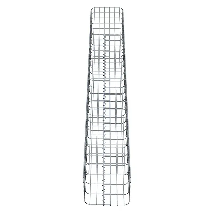 Gabiona Gabionensäule - 32 x 32 x 230 cm, Metall, Maschenbreite: 50 mm, Maschenhöhe: 100 mm - Das Bild zeigt einen Gabionenkorb, ein Drahtgitterkonstrukt, das ideal für den Gartenbau und zur Gestaltung von Außenbereichen geeignet ist.