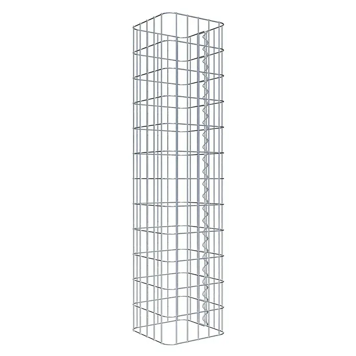 Gabiona Gabionensäule - 27 x 27 x 120 cm, Metall, Maschenbreite: 50 mm, Maschenhöhe: 100 mm - Nahaufnahme eines Gabionenkorbes, der mit Steinen gefüllt werden kann, zur Verwendung im Garten- und Landschaftsbau.
