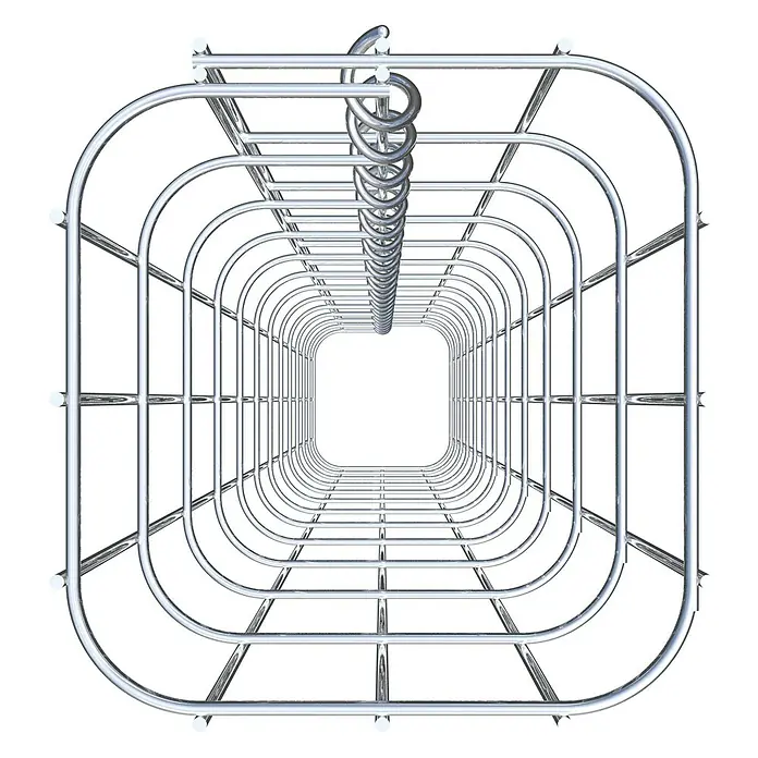 Gabiona Gabionensäule - 17 x 17 x 120 cm, Metall, Maschenbreite: 50 mm, Maschenhöhe: 100 mm - Metallischer Tunnelblick: Eine faszinierende Darstellung eines perspektivischen Tunnels aus glänzendem Metall, der den Betrachter in seinen Bann zieht.