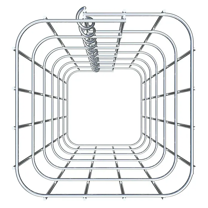 Gabiona Gabionensäule - 22 x 22 x 60 cm, Metall, Maschenbreite: 50 mm, Maschenhöhe: 100 mm - Perspektivische Aufnahme eines verchromten, quadratischen Handtuchwärmers mit Wandhalterung, der modernes Design und Funktionalität vereint.