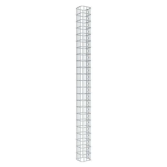 Gabiona Gabionensäule - 17 x 17 x 230 cm, Metall, Maschenbreite: 50 mm, Maschenhöhe: 100 mm - Produktansicht eines schlanken, zylindrischen Drahtgestells mit spiralverstärkter Seite. Ideal für vertikale Pflanzenunterstützung.