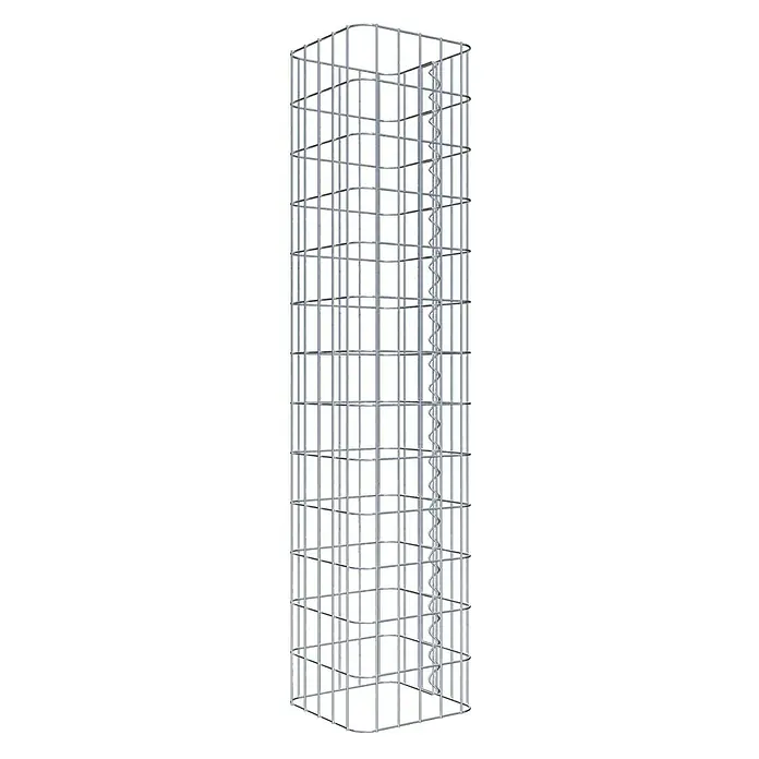 Gabiona Gabionensäule - 27 x 27 x 130 cm, Metall, Maschenbreite: 50 mm, Maschenhöhe: 100 mm - Ein schlanker Gabionen-Turm, ideal für den Garten, hergestellt aus robustem Metalldraht, der sowohl Stabilität als auch moderne Ästhetik bietet.