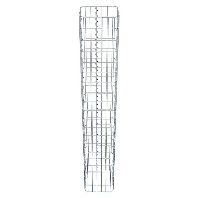 Gabiona Gabionensäule - 32 x 32 x 200 cm, Metall, Maschenbreite: 50 mm, Maschenhöhe: 100 mm - Die Abbildung zeigt einen Gabionenkorb aus verzinktem Draht, ideal für Garten- und Landschaftsbauprojekte, um Mauern oder dekorative Elemente zu erstellen.