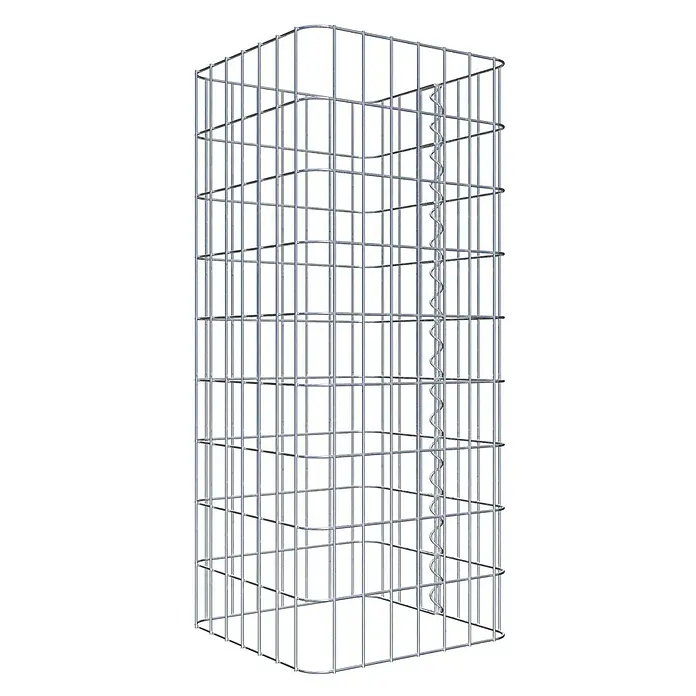 Gabiona Gabionensäule - 37 x 37 x 90 cm, Metall, Maschenbreite: 50 mm, Maschenhöhe: 100 mm - Ein rechteckiger Gabionenkorb aus verzinktem Draht, der Stabilität und vielseitige Einsatzmöglichkeiten bietet. Ideal für Garten- und Landschaftsbau.